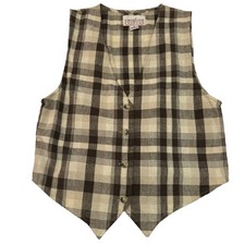 Vintage Plaid Vest 100 Cotton Cottagecore Academia Grunge Y2K Women's M Preppy