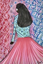 "Ragazza pastello" un quadro figurativo acrilico incorniciato e montato su carta firmato