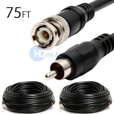 2x 75 FT BNC to RCA Male to Male Cable RG59U Coaxial 75ohm 75 FT