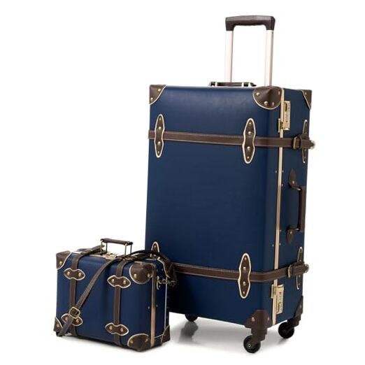 Set, 2 Piece Retro Leather Suitcase For Women, Travel Luggag