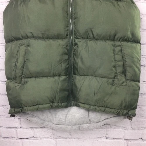 Decoded Gorpcore Hooded Quilted Puffer Casual Hiking Zip Green Vest Men's M image 3