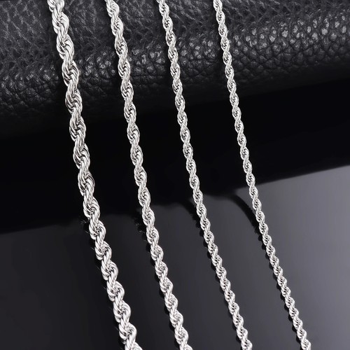 2/2.5/3/4/5/6mm 316L Stainless Steel Women Men Rope Chains Necklaces 18-32''