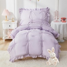 Princess Bedding Set for Girls, 4 Piece Ruffles Jacquard Embroidery Bed Sheet...