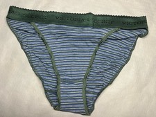 VINTAGE VICTORIA'S SECRET 100 COTTON RIO LOGO HI CUT THICK BAND BIKINI PANTY XL
