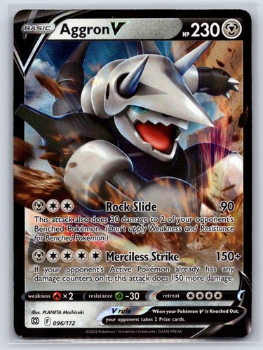 Aggron V 096/172 Holo V Rare Brilliant Stars Pokemon Near Mint