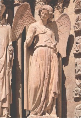 Reims Kathedrale lächelnder Engel Statue Frankreich Kunst Postkarte La Goelette