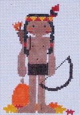 Native American Hand Painted Needlepoint Canvas - Thanksgiving