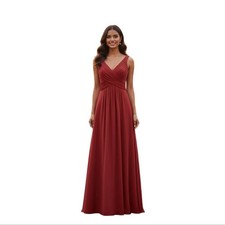 David's Bridal NWT  Style F15933 Guava Long Mesh Dress Cowl Back Detail Size 4