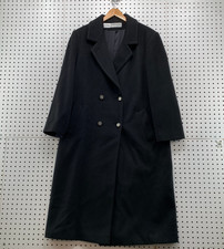 Vintage Forecaster Boston Wool Overcoat Women 16 Black Double Breasted Made USA