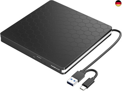 Amicool External DVD Drive, USB 3.0 Type-C CD DVD +/-RW Optical Drive USB C