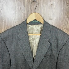 Lauren Ralph Lauren Sport Coat Mens 44R Brown Red Blue Windowpane Lambs Wool
