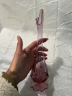 Vintage Fenton Cabbage Rose Pink Bud Vase 10”