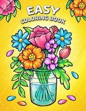 Easy Coloring Book: Large Print Designs for Adults and Seniors with 50 Simple Im