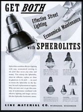 1941 Line Material streetlight Spherolite street light photo vtg print ad