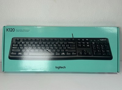 Logitech K120 Wired USB Keyboard Black NIB Plug & Play PC Laptop Windows Linux