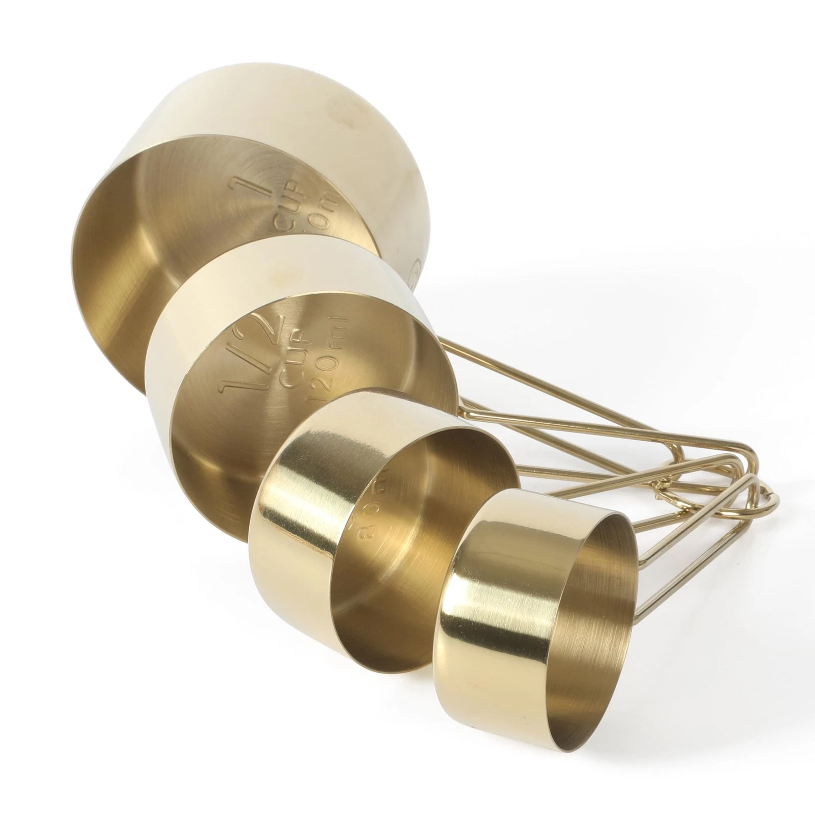 Martha Stewart Richburn 4-Piece Gold Stainless Steel Measuring Cup Set – Dura...