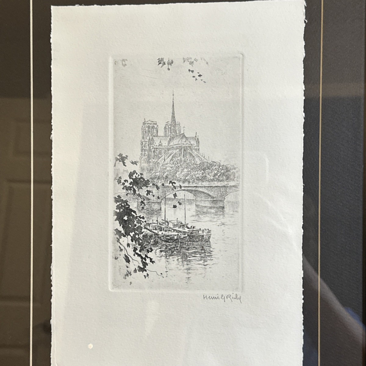 Henri Le Riche Signed Etching Notre Dame Paris – Framed Fine Art