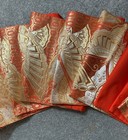 Luxury Japanese Kimono Fabric pure Silk Sash Belt,Orange x Gold Gold Thread  — photo 6