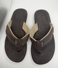 Flojos Men's Flip Flops - Brown Memory Foam Size 8-9 M US