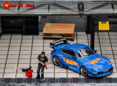 PORSCHE 911 - RWB 993 + Figure  - blue - STAR 1:64