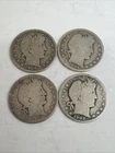 4 Coin Lot, Mixed Dates, Barber Half Dollars, 90% Circulated, Troy Oz 1.44 Lot 3