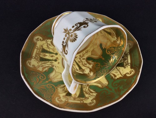 Antique Cup Saucer Copeland Spode England Hand Painted Sammeltasse gold Gilt - Picture 7 of 12