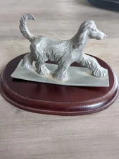 Radcliffe Pewter Afghan Dog Figurine With Wooden Base
