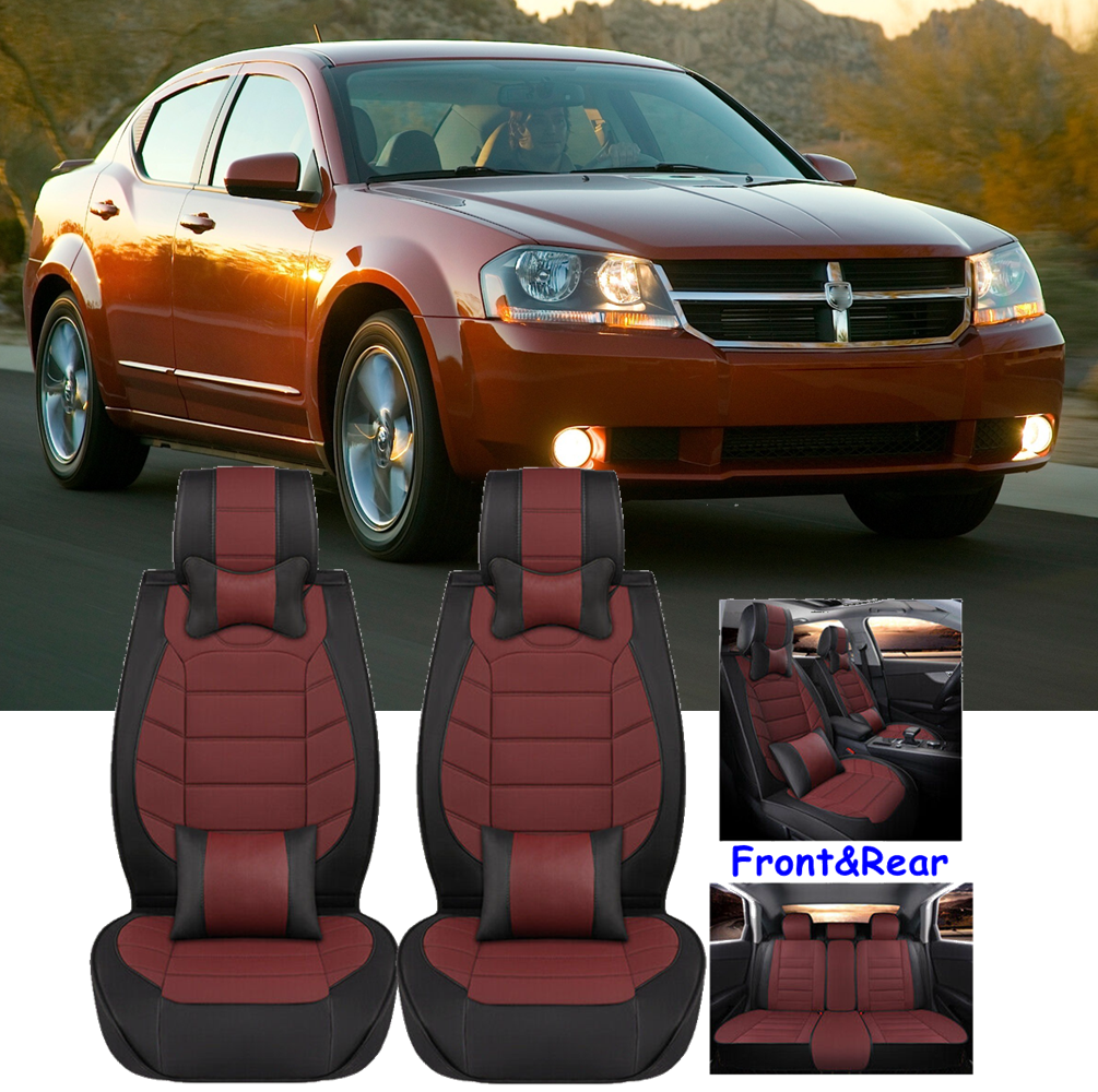 Car Seat Cover 5-Seater Front Rear Full Set Cushion PU Leather For Dodge Avenger