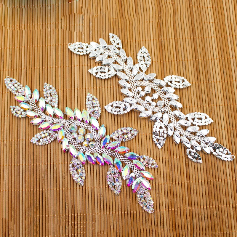 Colorful Rhinestone Applique Motif Patch Wedding Bridal Costume Dress Craft DIY - Image 3 of 4
