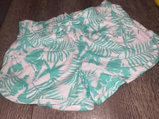 one step up girls sz M L 10/12 shorts tropical palm leaf hawaiian vacation beach