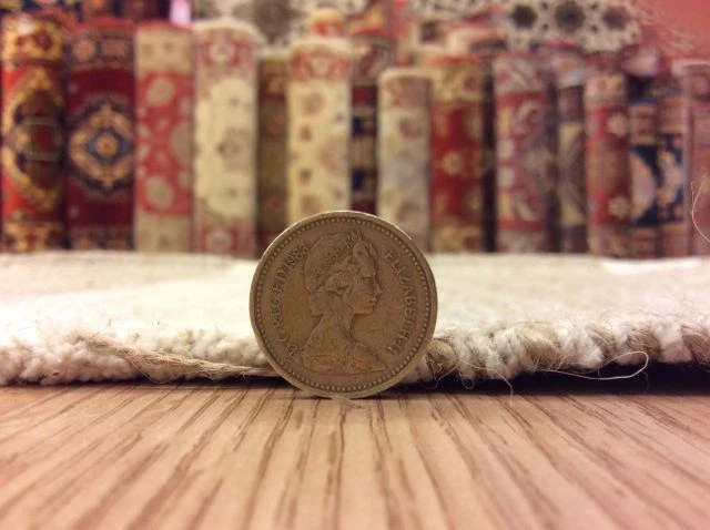 Eco Friendly Natural Cotton Jute Mix Striped Cream Beige Washable Rugs Dhurries - Image 2 of 4