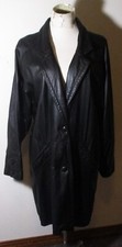 Women's Charles Klein Black 100% Leather Midi Button Coat Size Xl