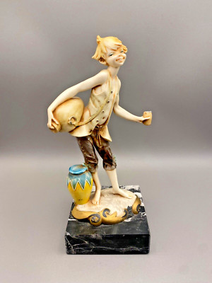 Vintage italienische Mid Century 50er Jahre Junge Krug Figur echt Carrara Marmor Stein