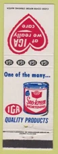 Matchbook Cover - IGA Grocery Stores Sno Kreem Shortening