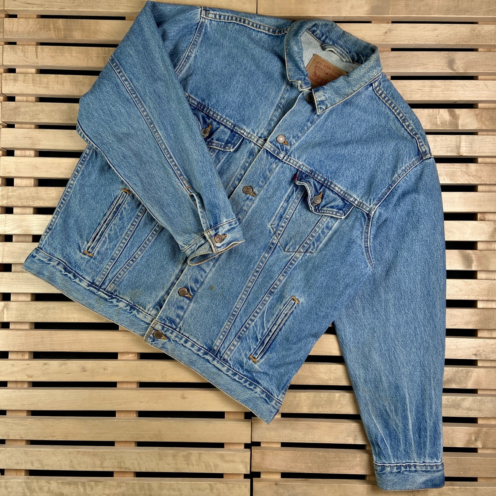 Vintage Levi's Denim Bomber Jacket for Men Size L USA Made-image