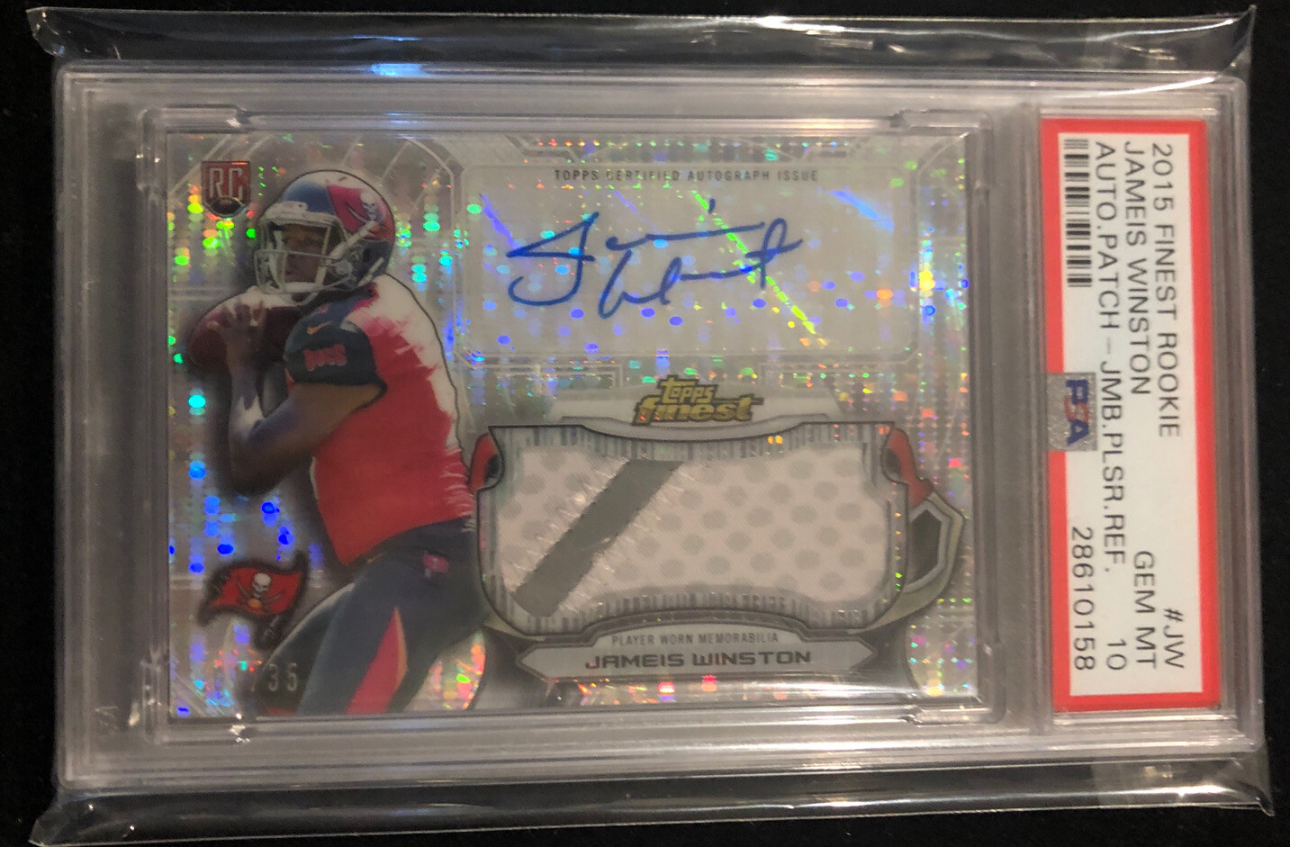 Jameis Winston Finest Rookie Refractor Autograph Patch #JW Jumbo Pulsar Refractor