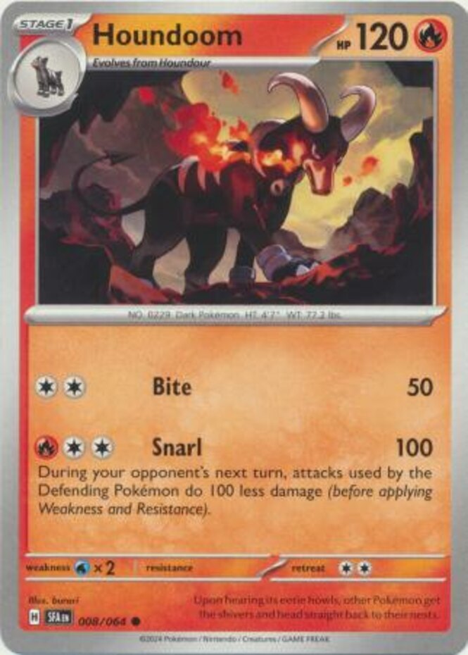 Pokemon Houndoom - 008/064 - Common NM-Mint Shrouded Fable