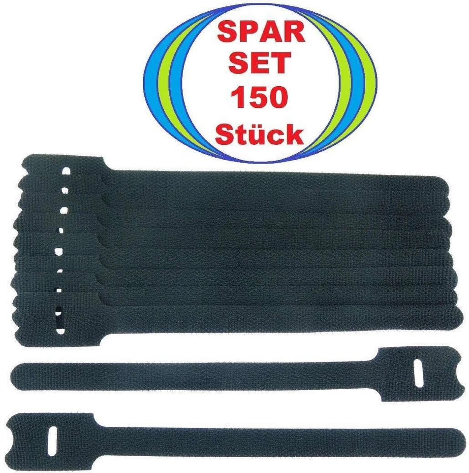 BIE-TEC 150 Klettkabelbinder ECO 200 x 25mm schwarz Kabelbinder Klettband Kabelklettband