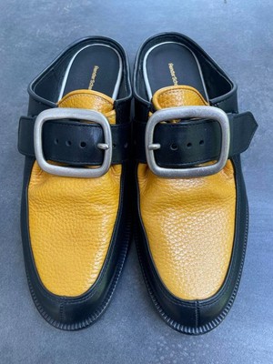 Hender Scheme clasp mule shrink US7 24cm black yellow shoes 