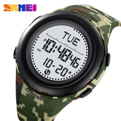 SKMEI Men Watch Compass Countdown Pedometer Digital Wristwatch Boy Sport Watches