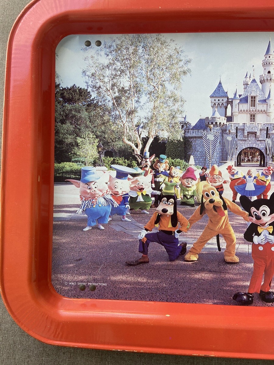 Vtg Walt Disney Magic Kingdom Metal Dinner Serving Lap Tray With