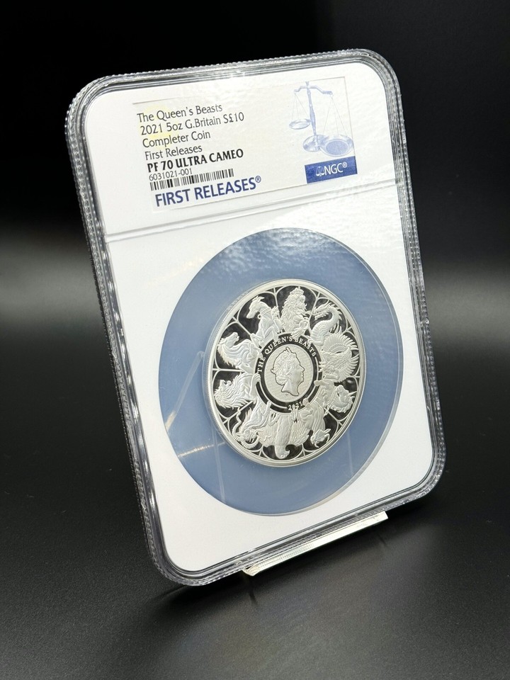 Great Britain UK 2021 Queen's Beasts Completer Silver Coin 5oz 10 Pound NGC PF70 eBay