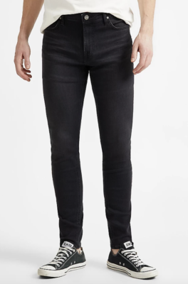 Lee jeans mens Malone skinny stretch fit 'Raven Black' FACTORY
