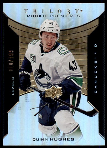 Carte Sportive Quinn Hughes The Cup 2019 - Feuille D'or /75 - Psa 8 - Auto Gradée 10