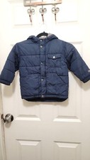 Gap Toddler Boys Navy Hooded Puffer Jacket With Front Pocket Snap Closures Siz