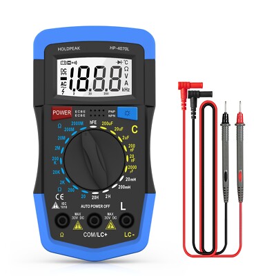 Digital Multimeter 2000pF~200uF Capacitance Inductance hFE Tester Ohm Meter Tool