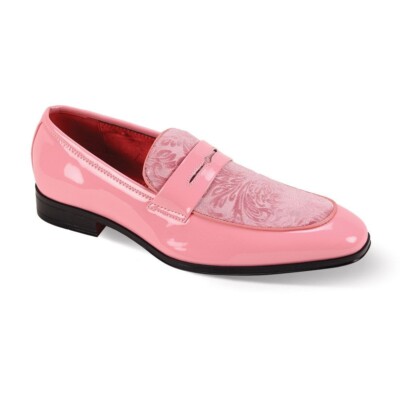 Mens Pink Bubblegum Velvet Shiny Patent Leather Dress Shoes After Midnight 7048