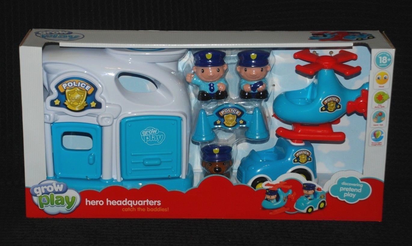 Grow & Play Hero Headquarters Police Playset inc Vehicles & Figures BNIB