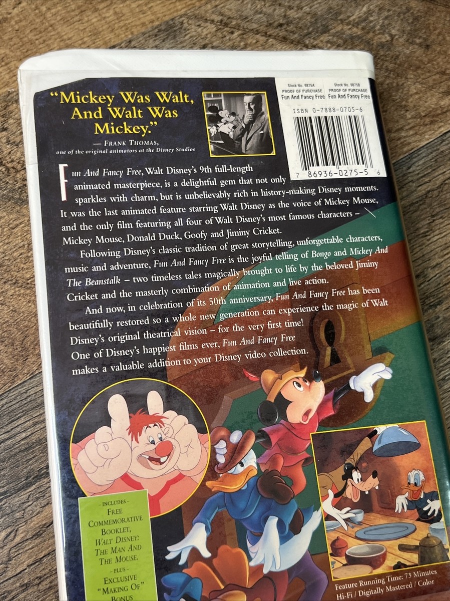 ディズニービデオ Fun And Fancy Free VHS Movie Used Clamshell Mickey Mouse