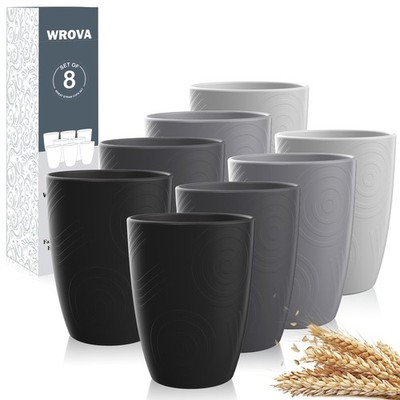 Wheat Straw Cups 8 PCS Good Alternative to Plastic Cups 12 oz Unbreakable Dri...
